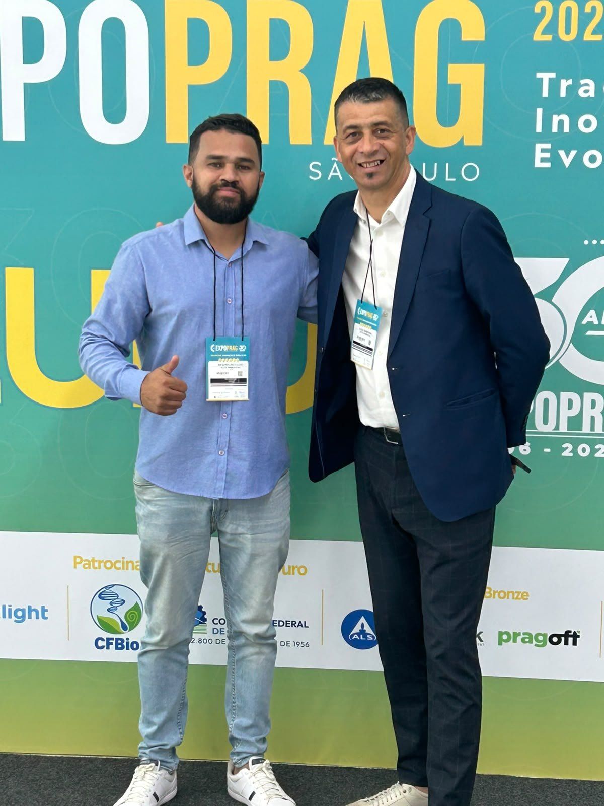 Regis e Aldo, sócios da Elite Ambiental, na feira Expoprag 2026 em São Paulo